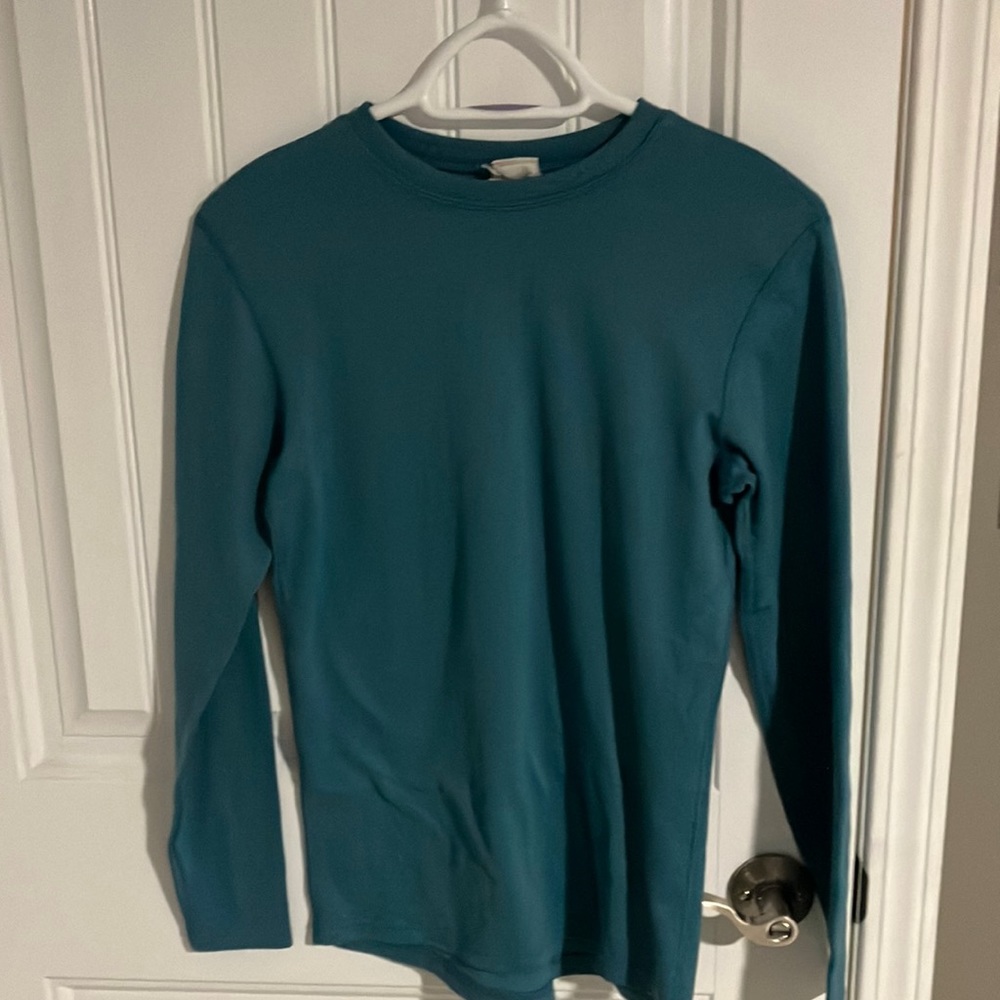 MEC TEE Long Sleeve Knit Green Blue Sz 16
